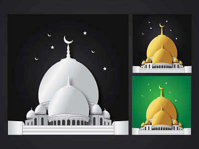 Different Colored Mosque Vector Illustration