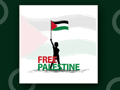 Free Palestine the boy stand with flag Vector illustration