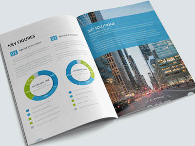 Annual Report annual report bar graph blue business brochure image brochure indesign infographic pie chart report template