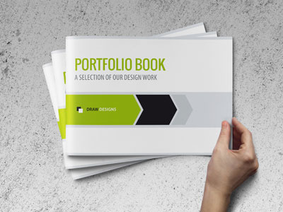 Portfolio Book a5 brochure booklet brochure business brochure catalogue din a5 brochure gray green horizontal landscape portfolio web design