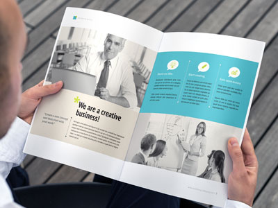 16 Pages Business Brochure blue brochure business brochure gray grey image brochure indesign indesign template people professional report template
