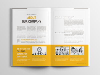 Corporate Business Brochure annual report bar graph brochure business charts corporate brochure grey image brochure modern report yellow