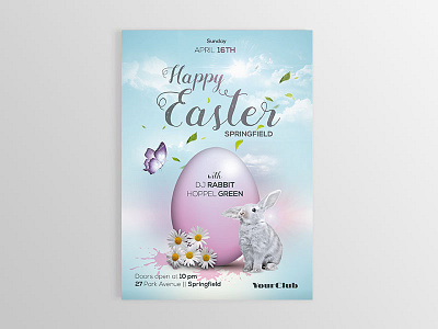 Easter Flyer Template bunny club easter easter party egg egg hunt flyer psd rabbit