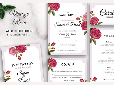 Wedding Collection Vintage Rose collection invitation place card rose rsvp save the date vintage wedding wedding suite