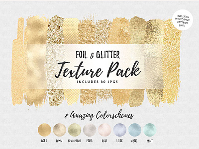 Foil & Glitter Texture Pack brushed canvas champagne color palette foil glitter gold foil texture