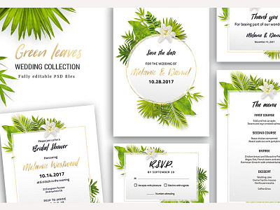 Green Leaves - Wedding Collection collection green invitation modern place card plant rsvp save the date wedding wedding suite