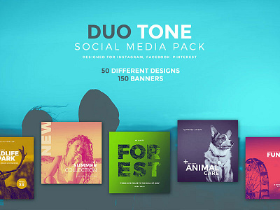 Duo Tone Social Media Pack banner duo tone facebook gradient instagram pinterest social media