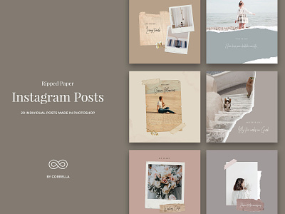 Ripped Paper - Instagram Posts minimal modern old paper paper photo frame photoshop polaroid psd banner retro ripped ripped paper social media graphic social media pack texture torn torn paper trendy vintage frame