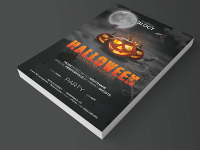 Halloween Party Flyer dark fright night halloween halloween flyer horror art horror night party flyer photoshop pumpkin template