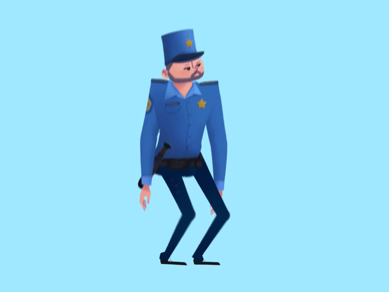 Backpack Police Guy animation character design motion graphics