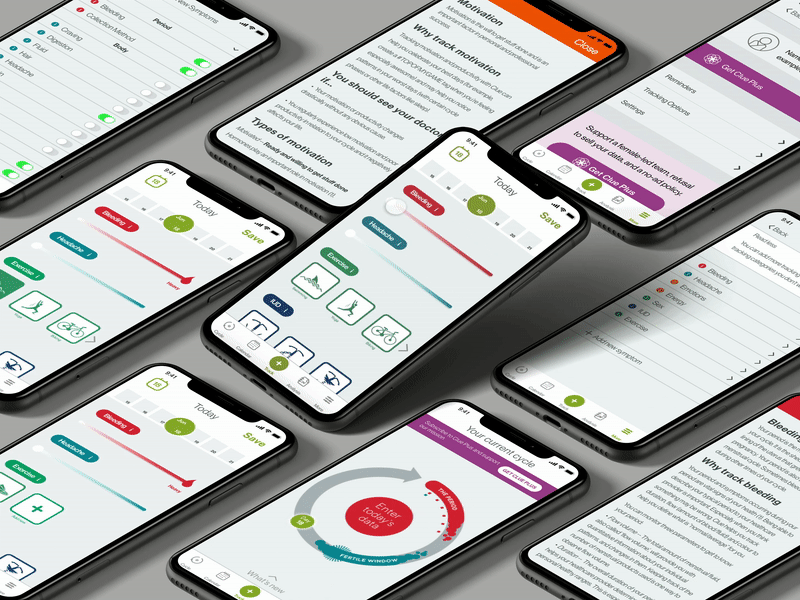 Clue App Period Tracker animation app design health product design tracking feature ui ux wellbeing