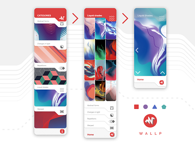 "WallP - Wallpapers" Prototype app design illustration product design ui ux wallpapers