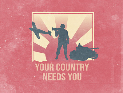 Your Country Needs You art branding design flat graphic design icon illustration illustrator logo minimal poster propagandaposter red soldier vector vintage vintage design vintage logo vintage paper vintage posters