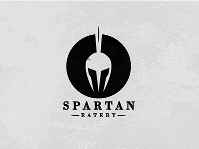 Spartan Eatery negativespace smart logo 300 smart negative space helmet fork restaurant branding evolvered spartan sparta