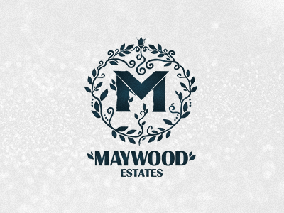 Maywood Estates blue branding floral handdrawn identity leaves logo logo design logodesign logolounge