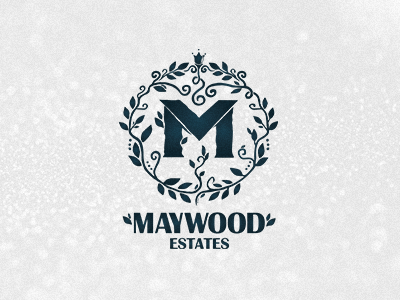 Maywood Estates logolounge logo design handdrawn leaves blue floral identity branding logodesign logo