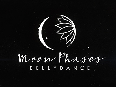 Moon Phases fromboston logo design alexevo icon stars lotus space bellydance dance moons moon logo