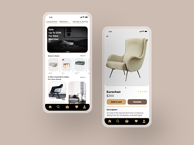 Furniture Mobile App app chair concept design ecommerce furniture store interface mobile online shop shop store ui ux