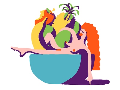 fruit lady art digitalart fruit illustraion illustrator nude still life