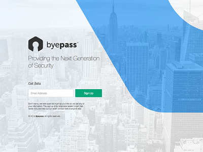 Byepass - Landing Page Update beta blue scheme byepass landing page photoshop signup