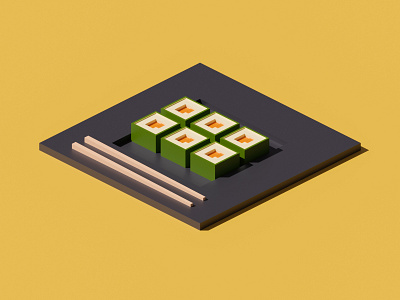 Low Poly Sushi 🍣 3d blender design illustration low poly lowpoly lowpolyart polygonrunaway render romanklco sushi
