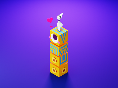 Ida and Totem - Monument Valley 💙 3d blender blender3d character design fanart game gameart games ida illustration isometric love monument valley monument valley monumentvalley render totem