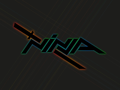 Ninja brand dark geometric lights logo neon ninja samurai sword