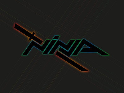 Ninja brand dark geometric lights logo neon ninja samurai sword