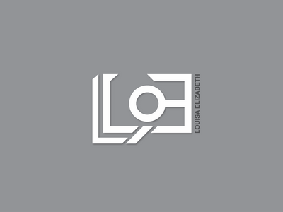 Louise Elizabeth [Printer-Photography-Illustrator company] brand custom grayscale logo minimal simple