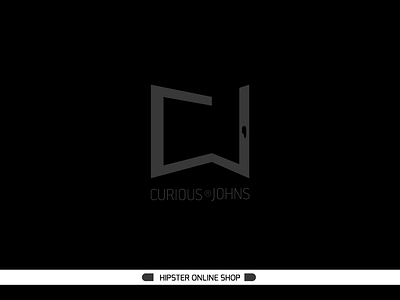 Curious Johns clothes grayscale hipster illustrator logo online shop simple smart