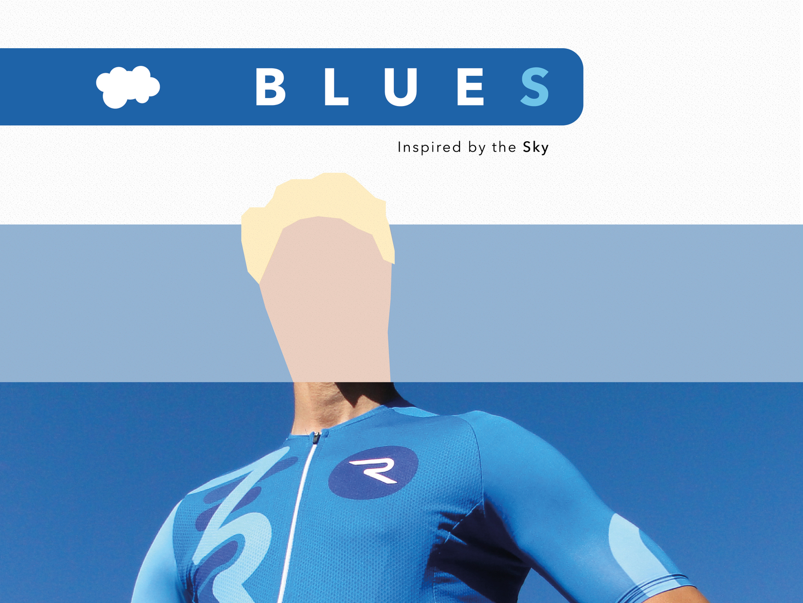 B L U E S Design Artwork blue color cycling geometric illustrator jersey maillot simple sky vector