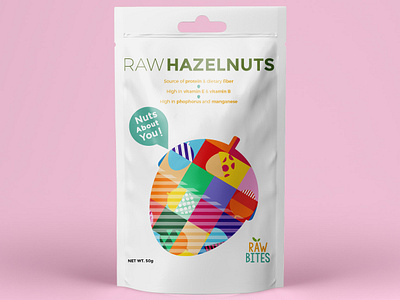 Raw Hazelnuts colorful creative fun geometric hazelnut illustration illustrator nuts packaging pattern scack