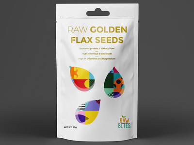 Raw Golden Flax Seeds colorful creative geometric golden golden flax seeds illustration illustrator nuts packaging seed seeds