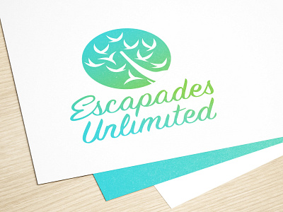 Escapades Unlimited Concept 1 bird blue custom lettering custom type elephant gradient green nature premium simple sri lanka tree