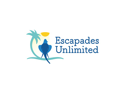 Escapades Unlimited 2 agency bird branding elephant high end illustrator logo logodesign palm tree premium sri lanka subtle sun tour tropical vector