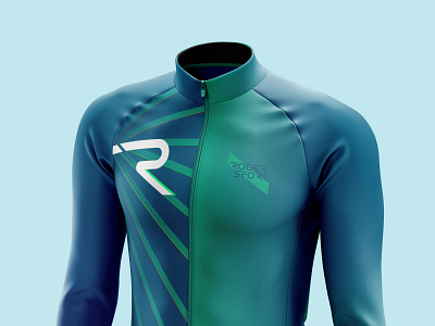 RADIANT - Front blue ciclismo creative cycling cyclist diagonal geometric green illustrator jacket jersey lightanddarkstudio mockup neon photoshop radiant rogersport vector