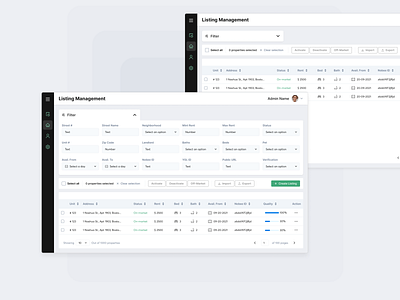 Dashboard Listing Management