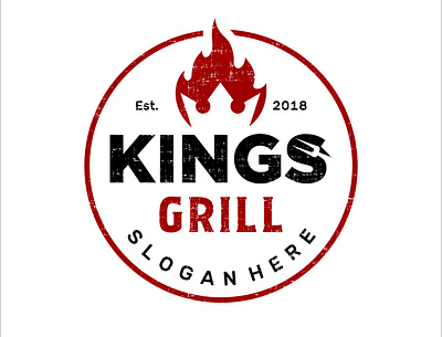 King Grill BBQ Logo Design fire queen
