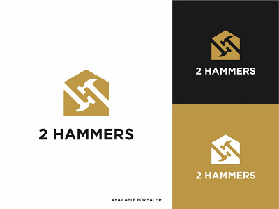 2 Hammers Home Renovations Logo Design Vector