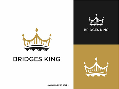 Bridges King logo Design Vector bridge crown gold graphic design king logo luxury queen vector