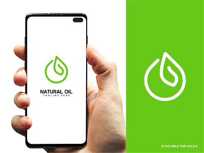 Natural Oil Logo Design Icon bio branding design drop fresh graphic design green icon illustration ilustration leafs line logo logotype natural nature oil splash vector water