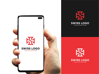 Swiss Letter S Logo Design Icon abstract brand cross graphic design hospital initial initial s letter letter s logo medicine real estate red s icon s logo swiss symbol vector