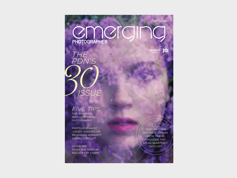 PDN's Emerging Photographer magazine, layout design