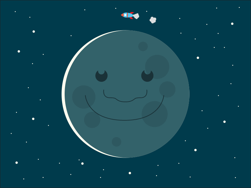 Man in the moon is amused