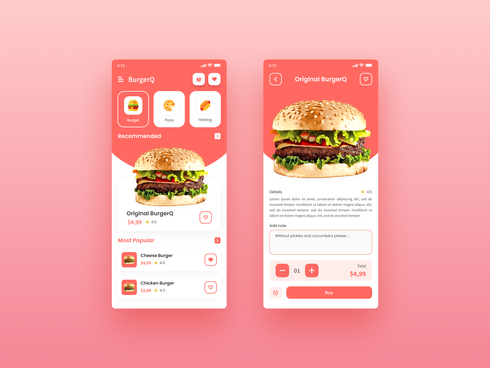 BurgerQ: Mobile Screen Mockup by Sobakhul Munir Siroj on Dribbble