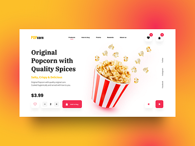 POPcorn: Order Web Screen Mockup app app design application commerce design e commerce food interface interface design mockup order product design ui ui design ui ux design ux visual visual design web design wireframe