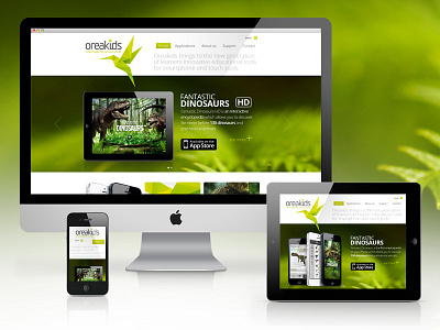 New responsive website for Oreakids dinosaur ios ipad app responsive web design