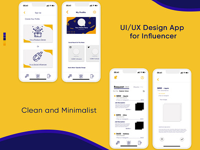 UI/UX Design For Influencer App app design ui uiux