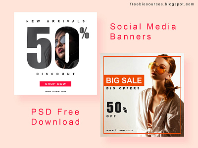 Fashion Social Media Banners PSD Template branding design fashion design graphic design sale banner women fashion