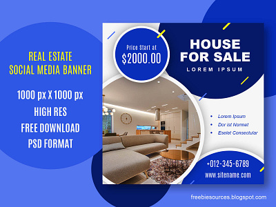 Real Estate Social Media Banner PSD Download branding design graphic design real estate social media banner social media design